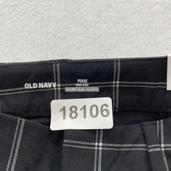 Old Navy Pixie Pants Women's 2 Black Plaid Stretch Fabric Slim Leg Ankle Pants - Picture 4 of 12